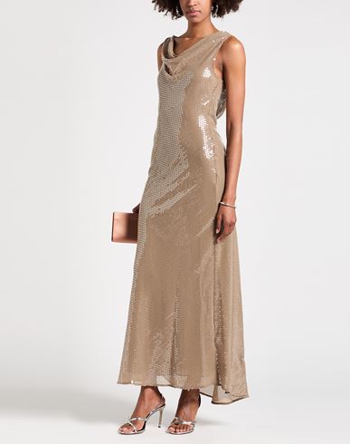 Woman Maxi dress Light brown Size 4 Polyester