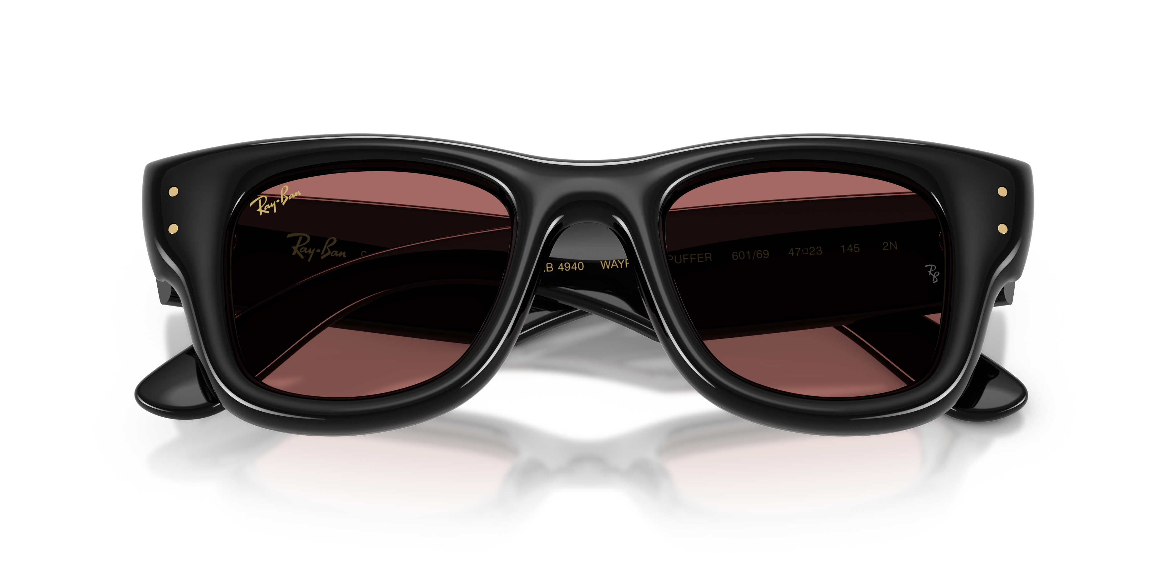 Ray - Ban Unisex Ray - Ban A$AP Rocky RB4940 WAYFARER PUFFER 601/69 Gafas de sol Nylon Negro Violeta Cuadrada Norma