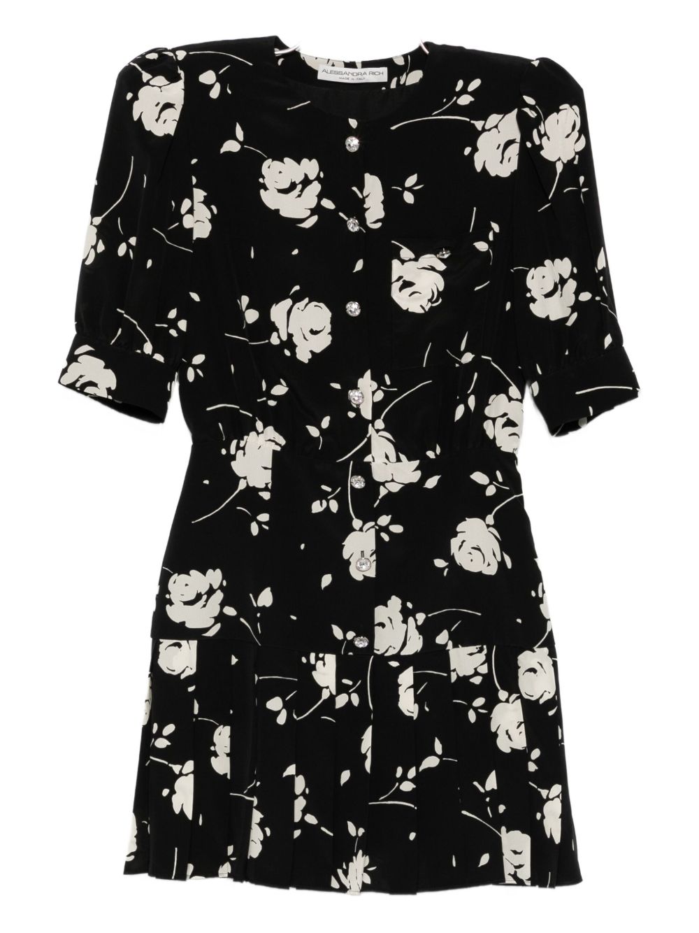 Rose-print mini dress - Black