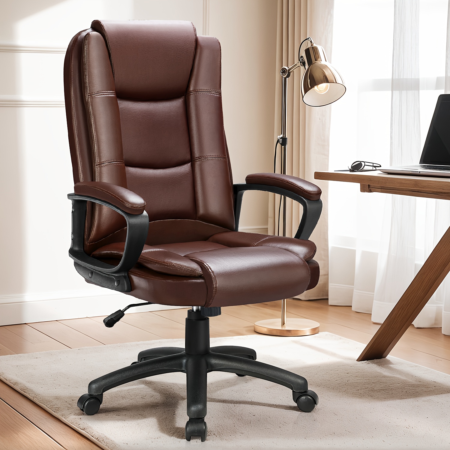 TEMU Home Office Desk Chair, 400lbs Big And Tall Managerial Executive Chair, High Back Computer Chair Gaming Chair, Ergonomic Adjustable Height Faux