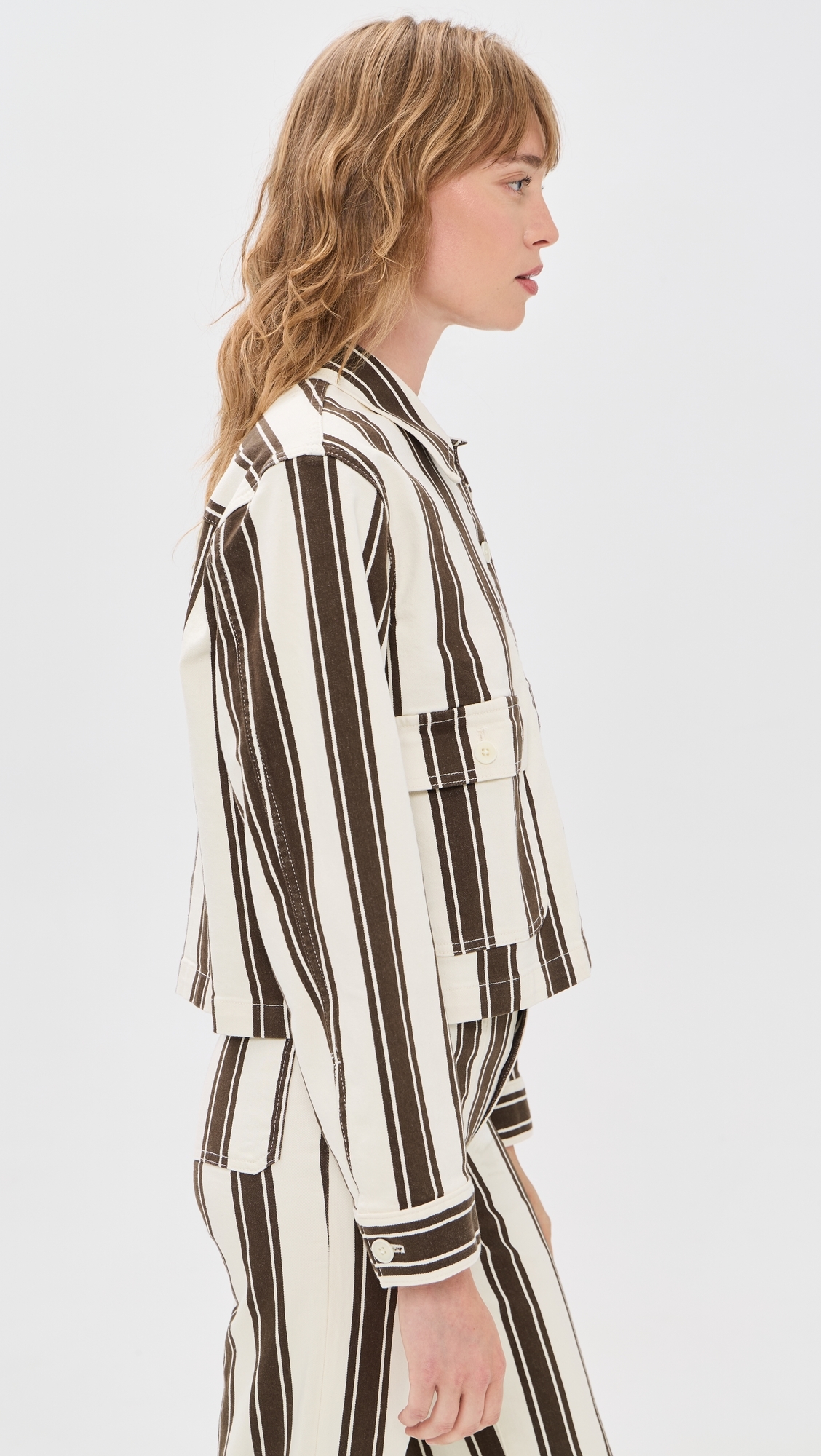 Fem Jacket Ivory & Brown Stripe