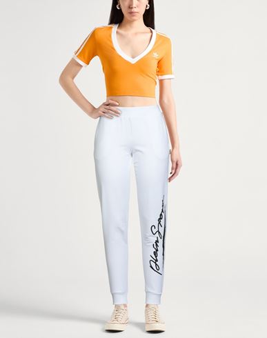 Woman Pants White Size M Cotton, Elastane