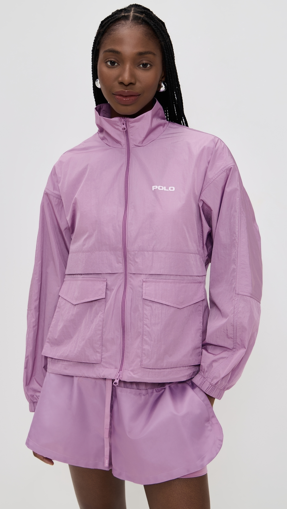 Nylon Windbreaker Jacket Light Mauve
