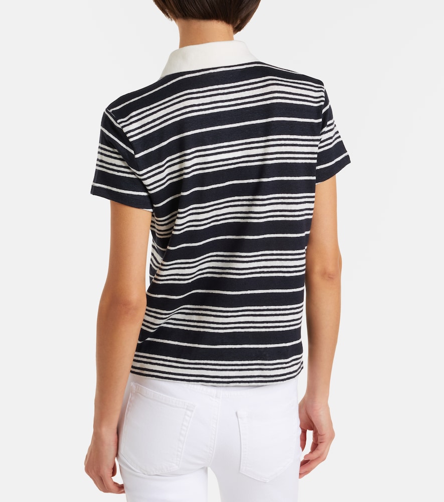 Striped linen-blend polo shirt
