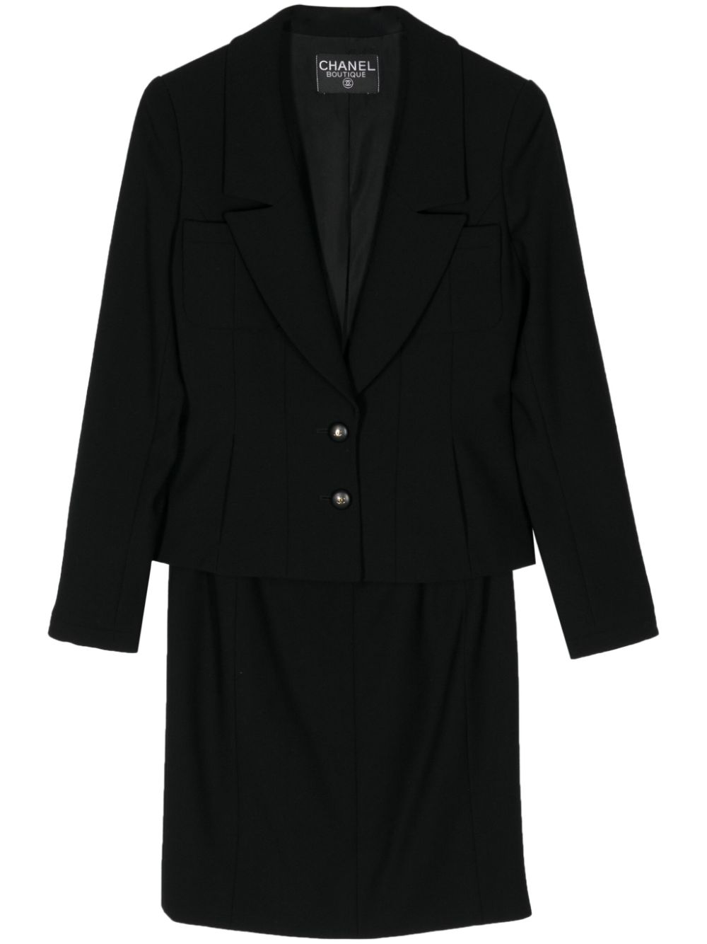 1990s CC wool skirt suit - Black