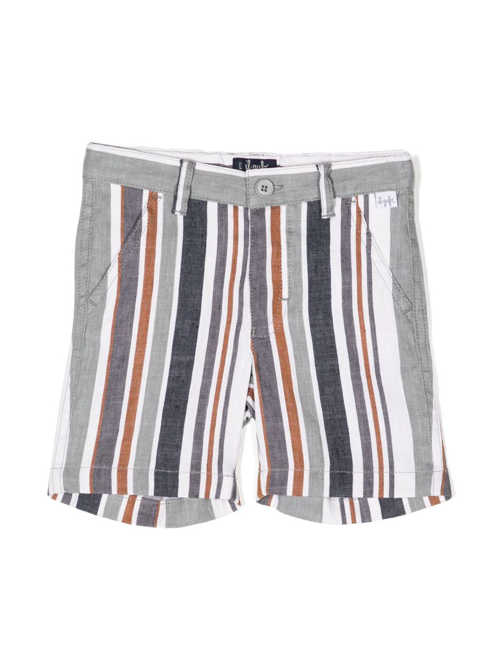 Striped cotton-linen blend shorts - Grey