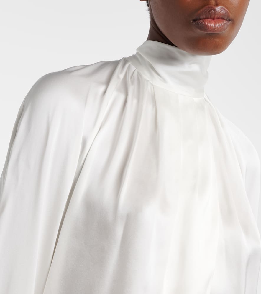 Draped silk satin blouse