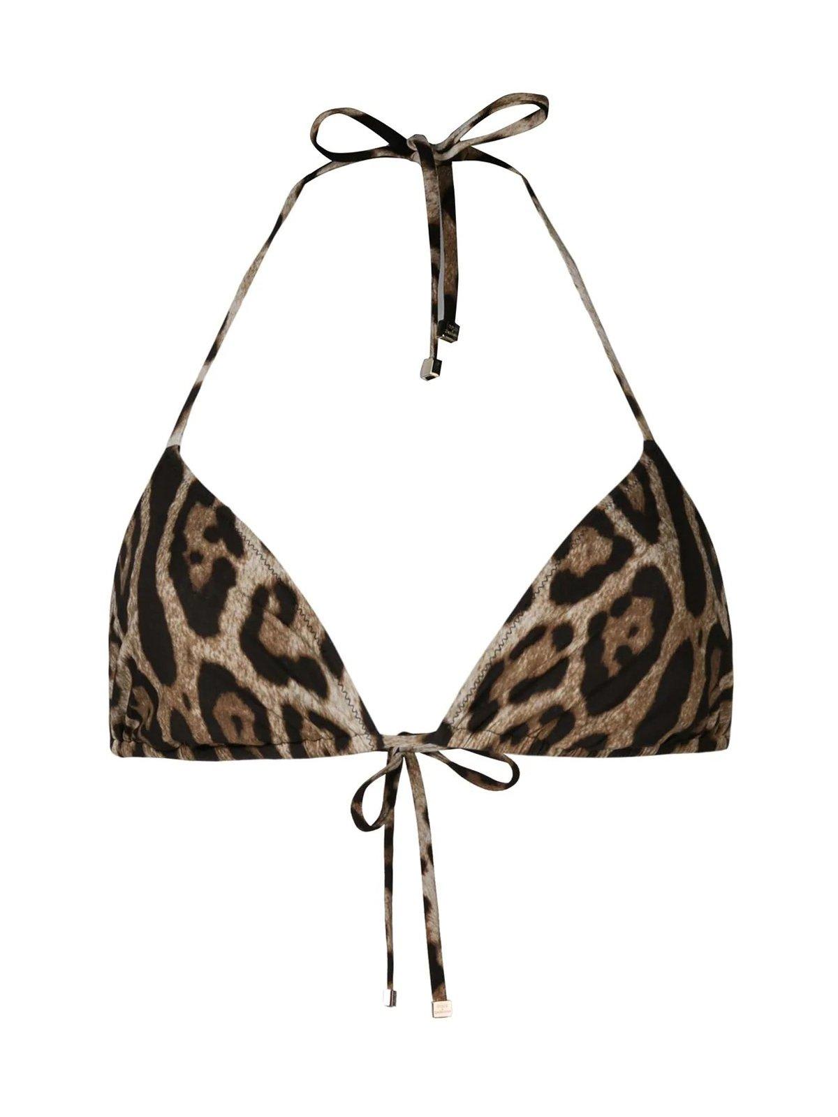 Leopard print triangle bikini top