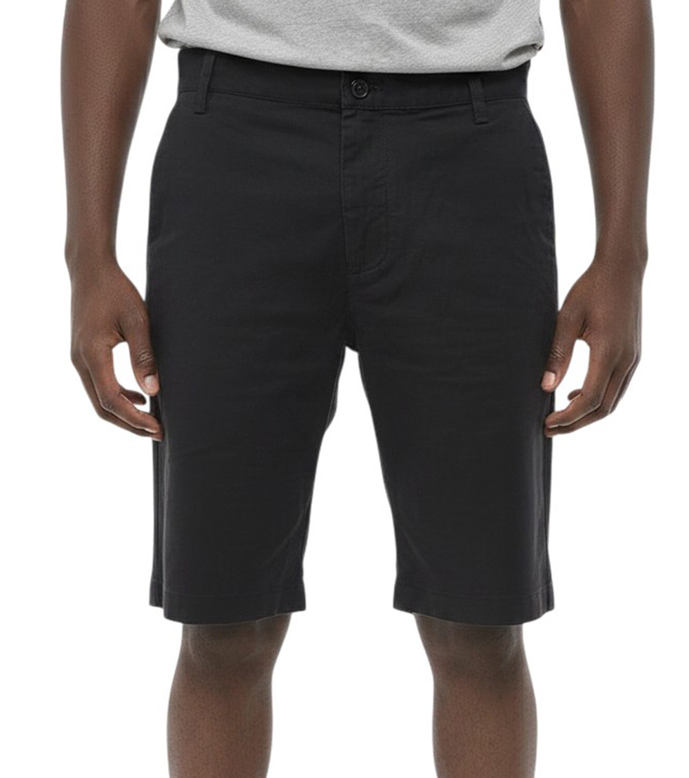 Black Solid Cotton Shorts