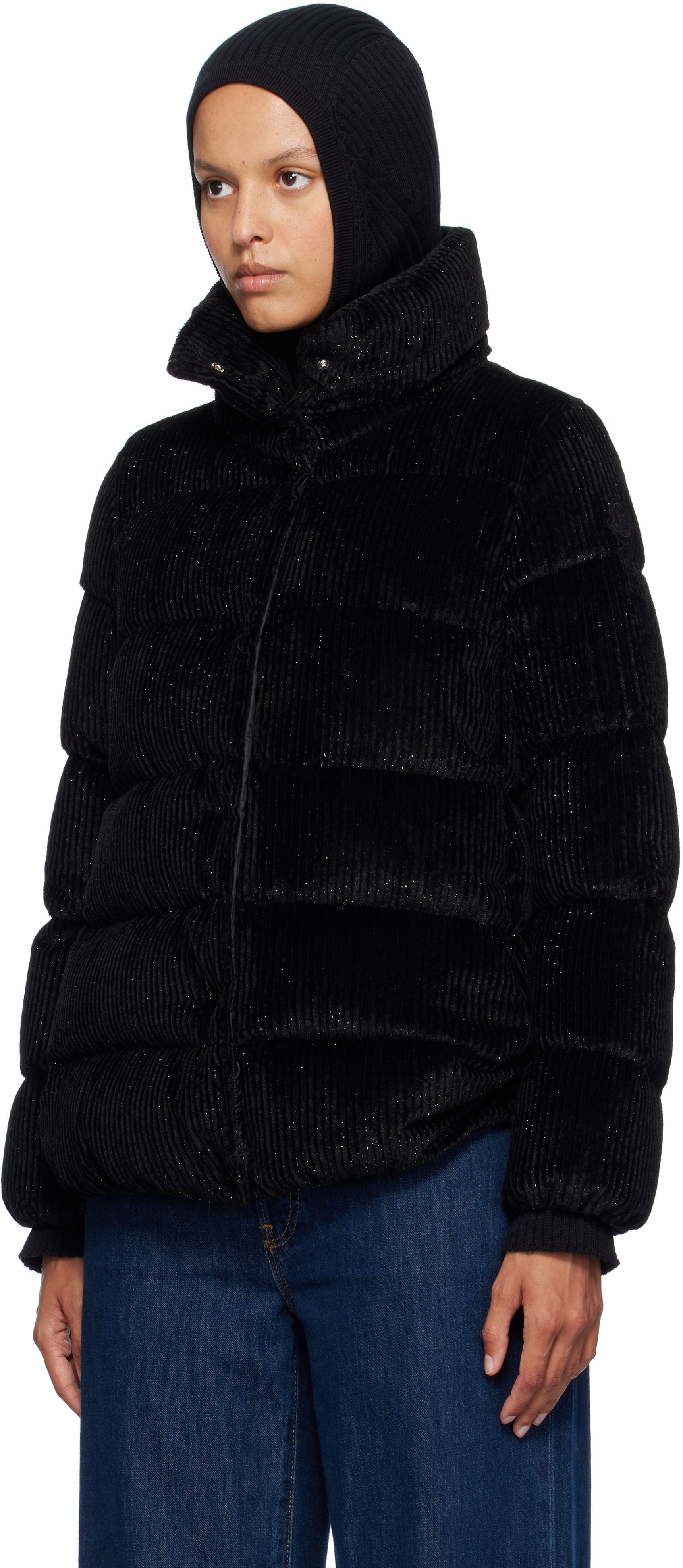 Moncler Black Cochevisse Corduroy Short Down Jacket