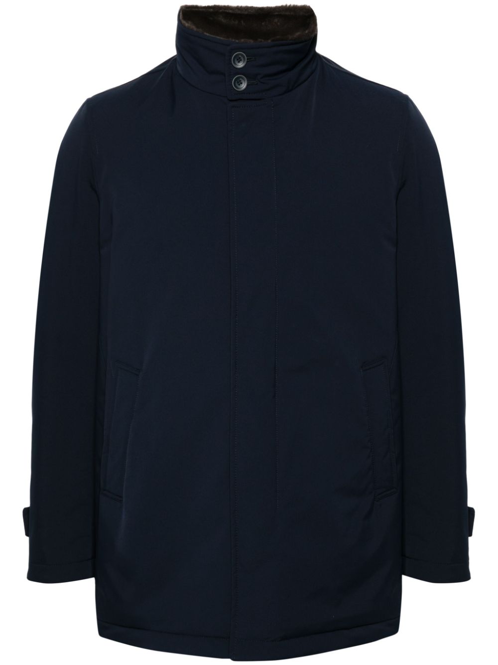 Faux-fur lining padded coat - Blue