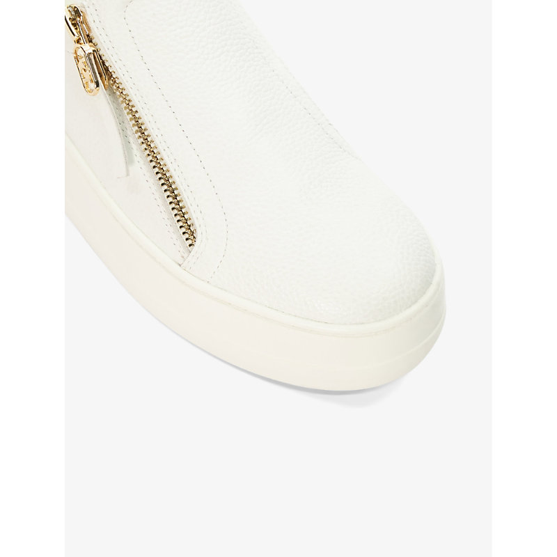 Womens White-leather Episodic Zip-embellished Flatform Leather Trainers