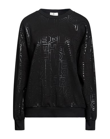 Woman Sweatshirt Black Size 4 Cotton, Polyester, Elastane