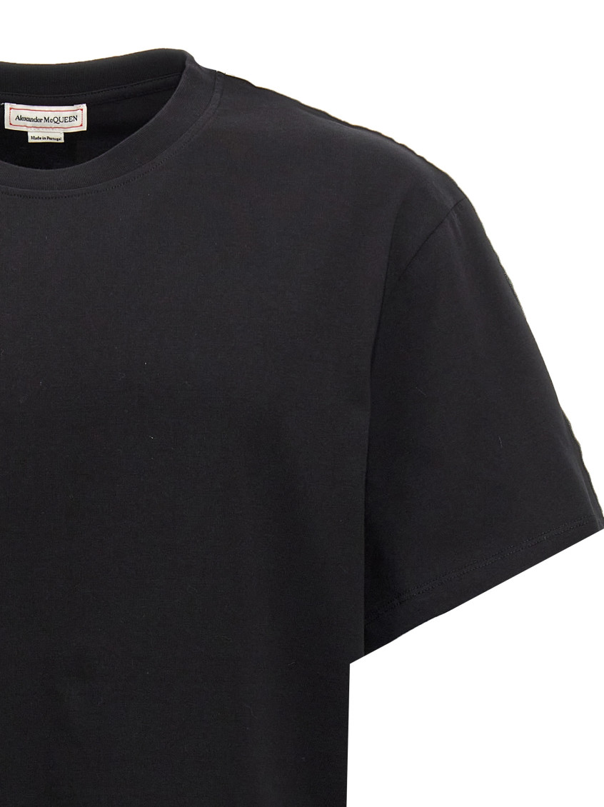 -Contrast Band T Shirt Nero-Uomo