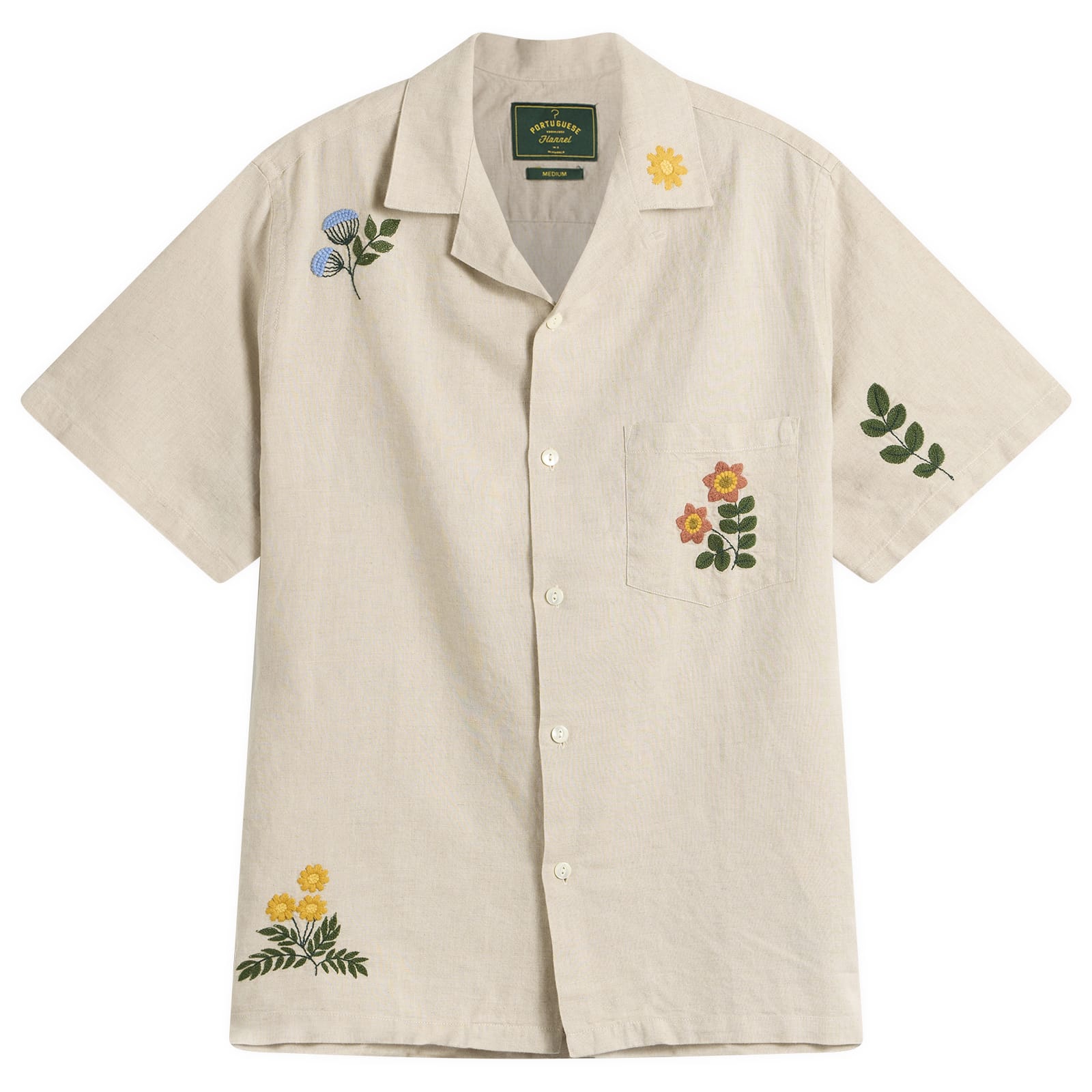 Men's Spring Embroidery Vacation Shirt in Natural