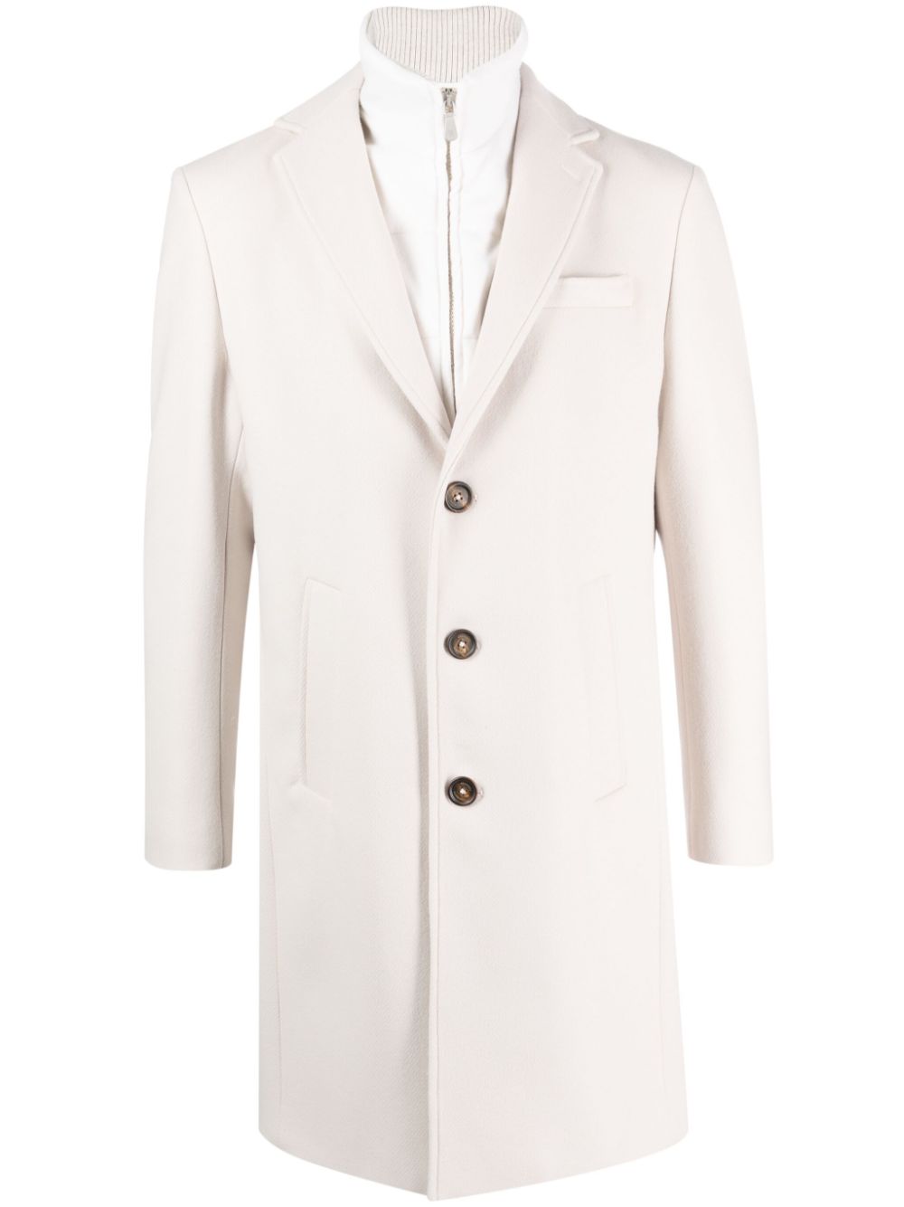 Double-layer long-length single-breasted coat - Blue