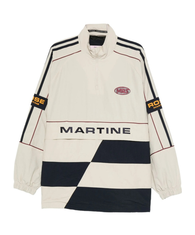 Panelled logo-emblem half-zip sweater