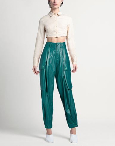 Woman Pants Dark green Size 6 Polyurethane, Viscose