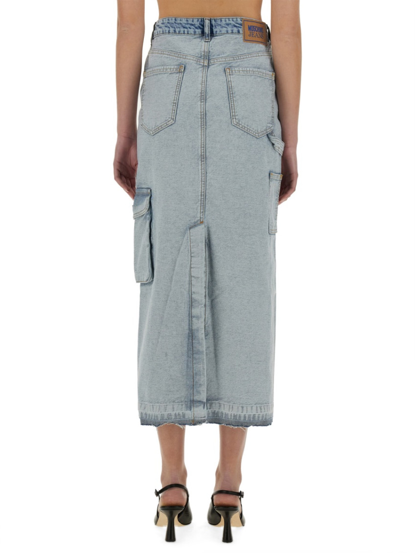 Moschino - long denim skirt with pockets and loop