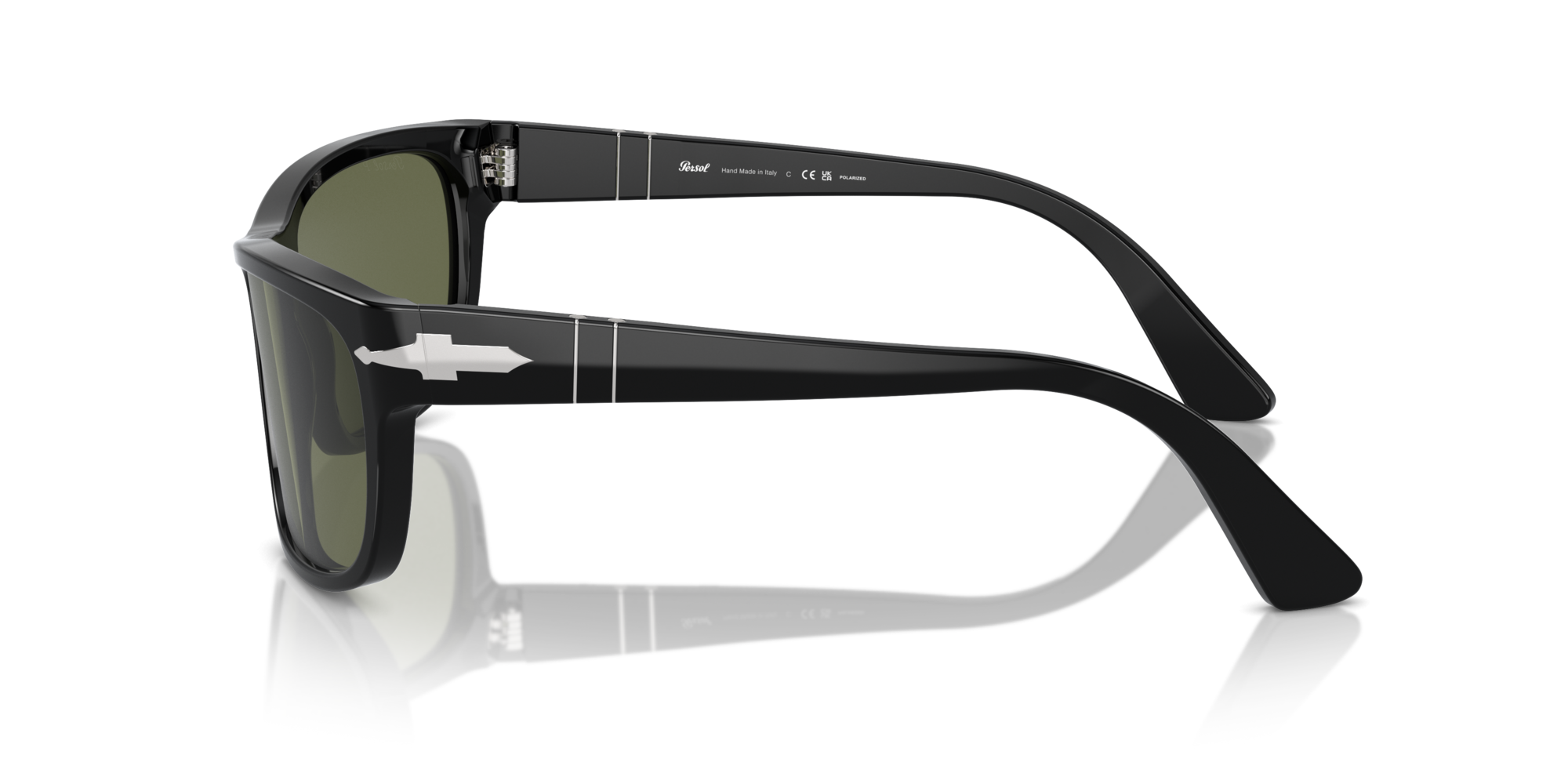 Persol Unisex Persol PO3342S 95/58 Sunglasses Acetate Black Green Squared Polarized