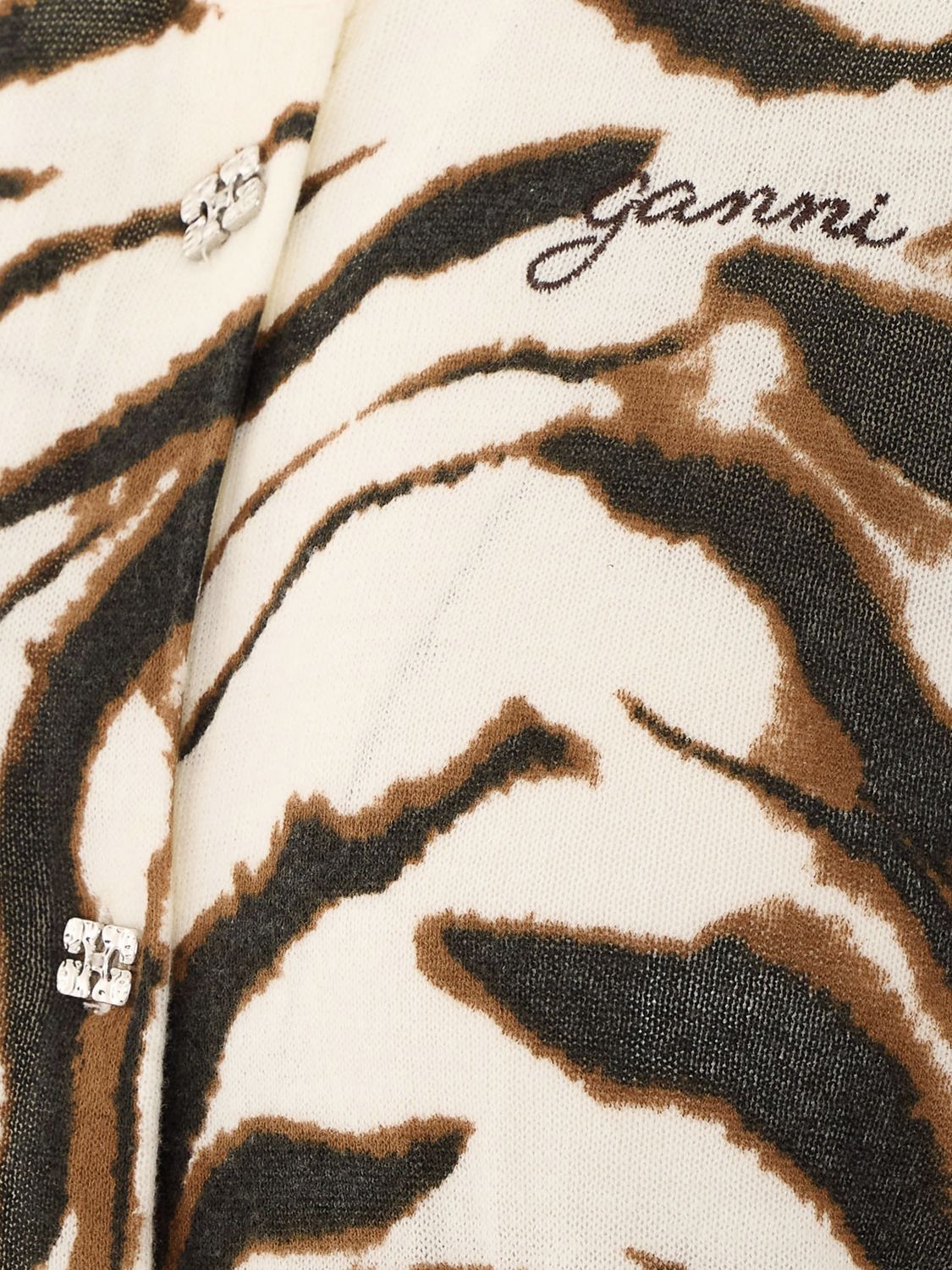 Zebra-Print Organic Cotton Cardigan with Logo