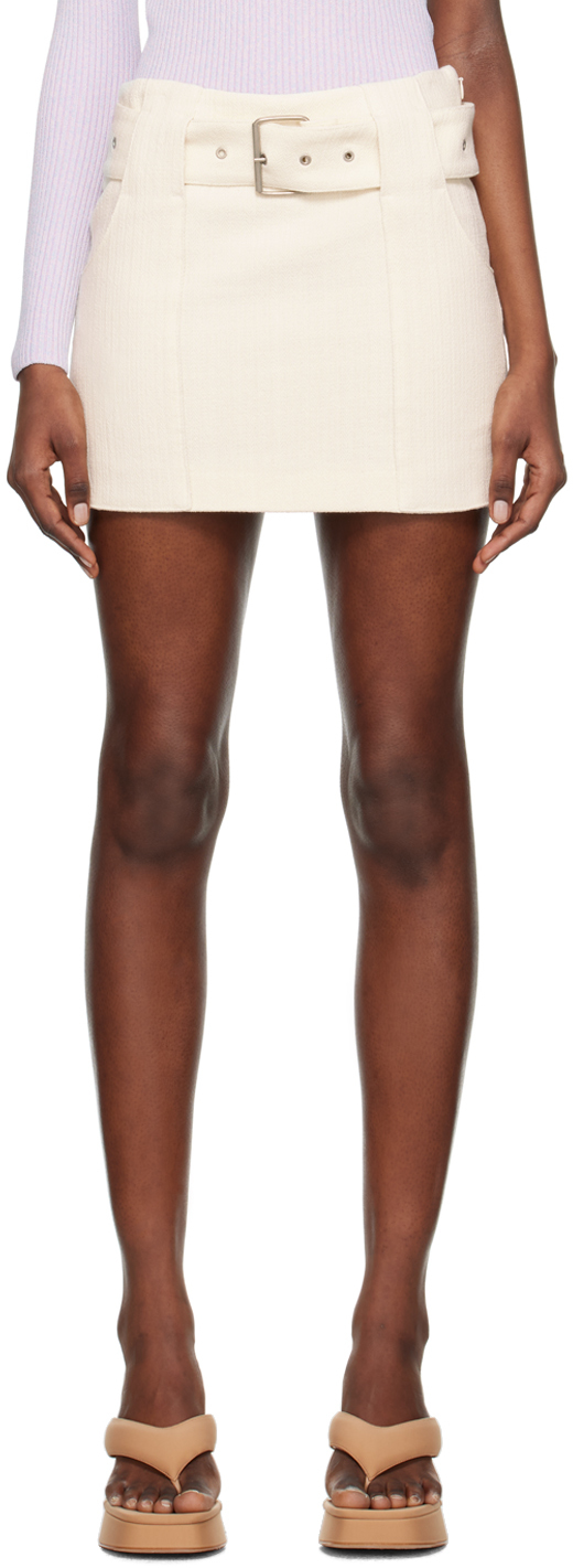 Off white belted mini skirt