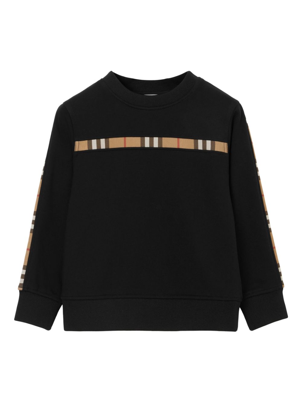 Check-panel cotton sweatshirt - Black