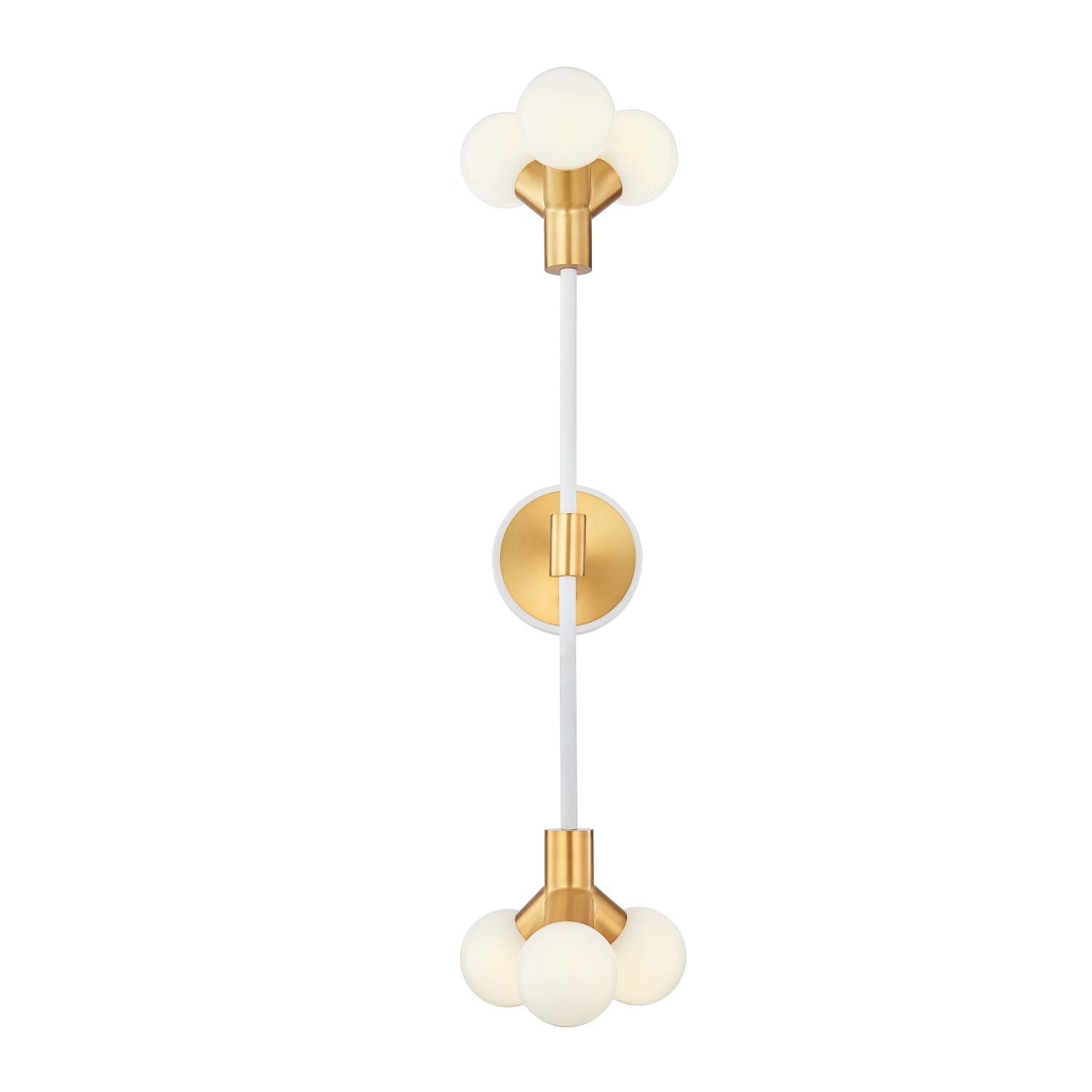 White and New Brass LED Wall Sconce from the Tres Collection