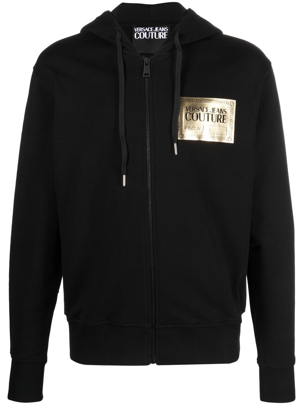 Logo-print zipped hoodie - Black