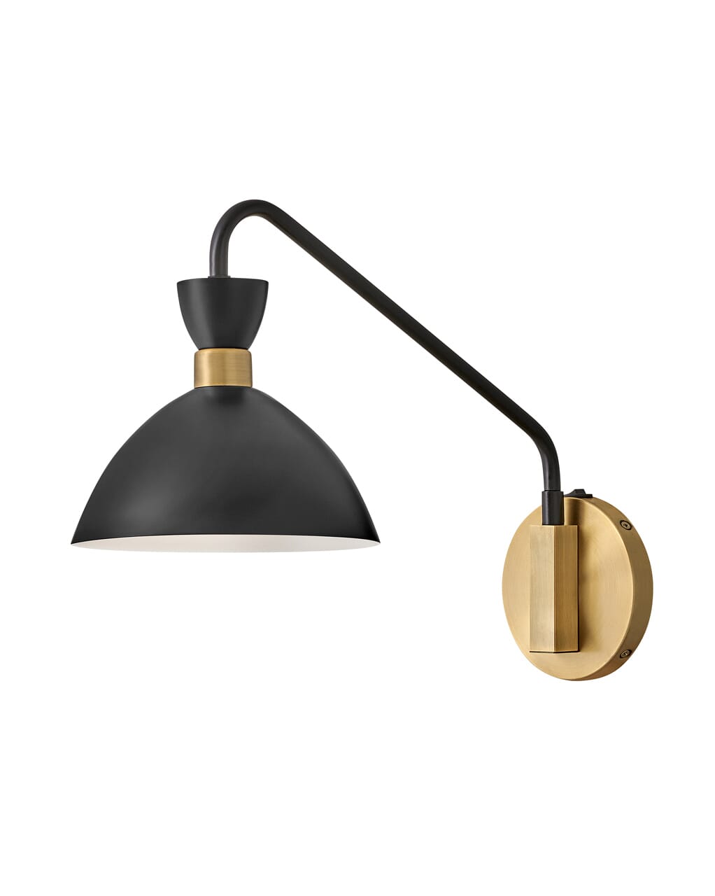 Simon Wall Sconce in Black with Heritage Brass accent