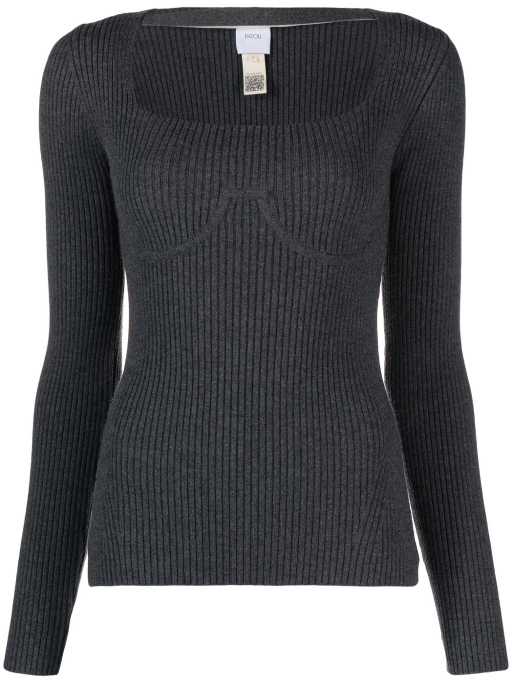 Cut-out wool-blend top - Grey