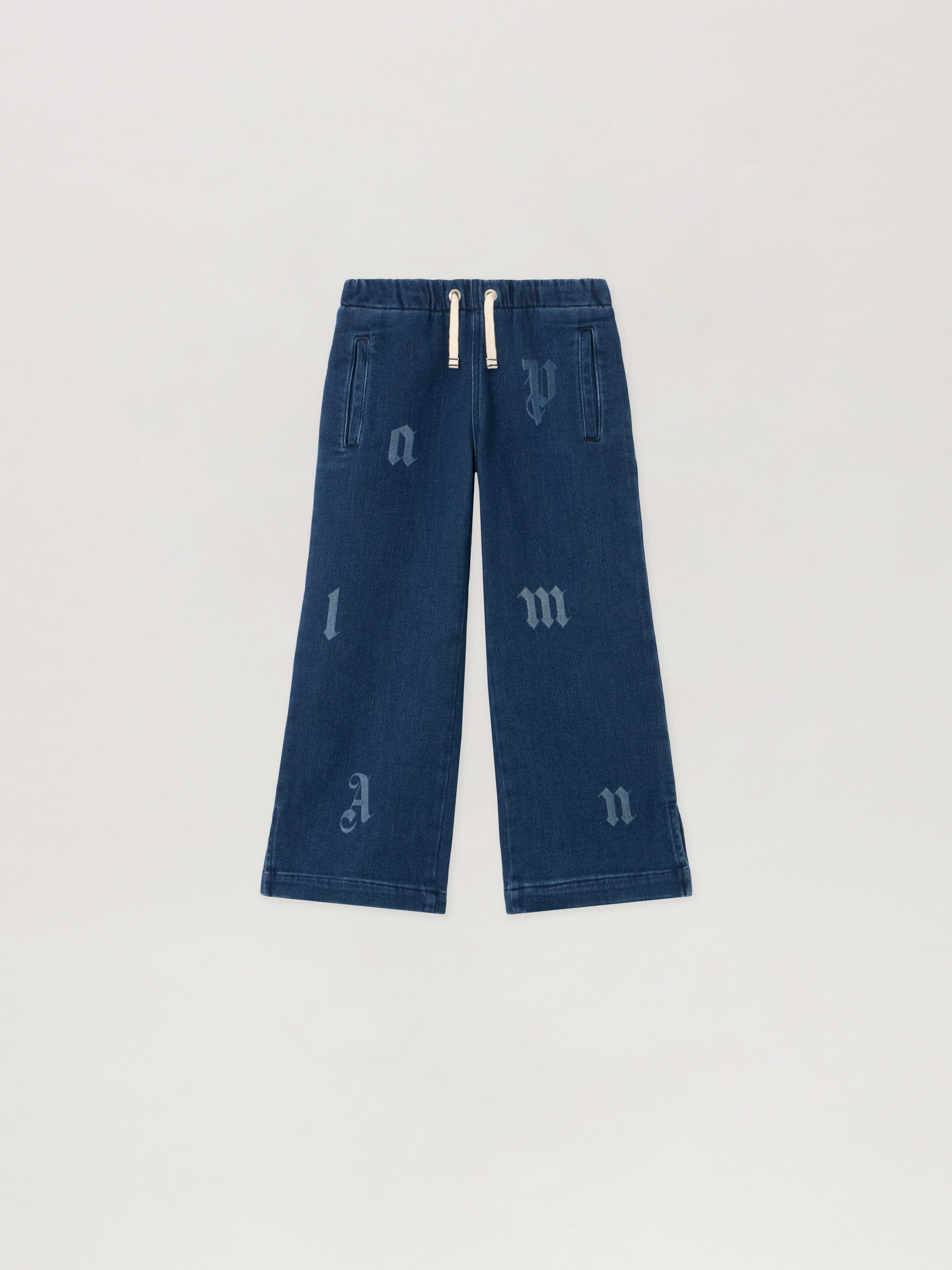 Pa Letters Washed Wide Pant Kids  Medium Blue