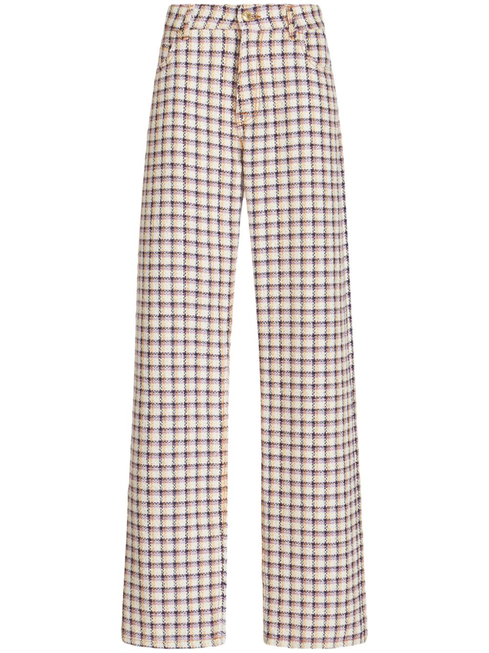 Check-jacquard wide-leg trousers - White