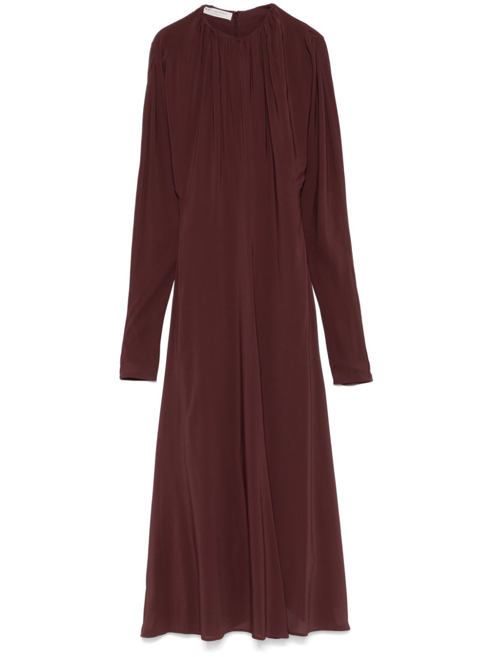 Pleat-detail midi dress - Brown
