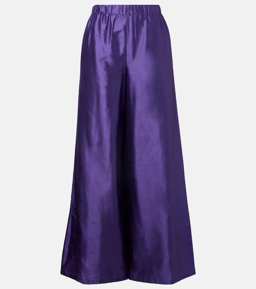 Avio high-rise silk satin wide-leg pants