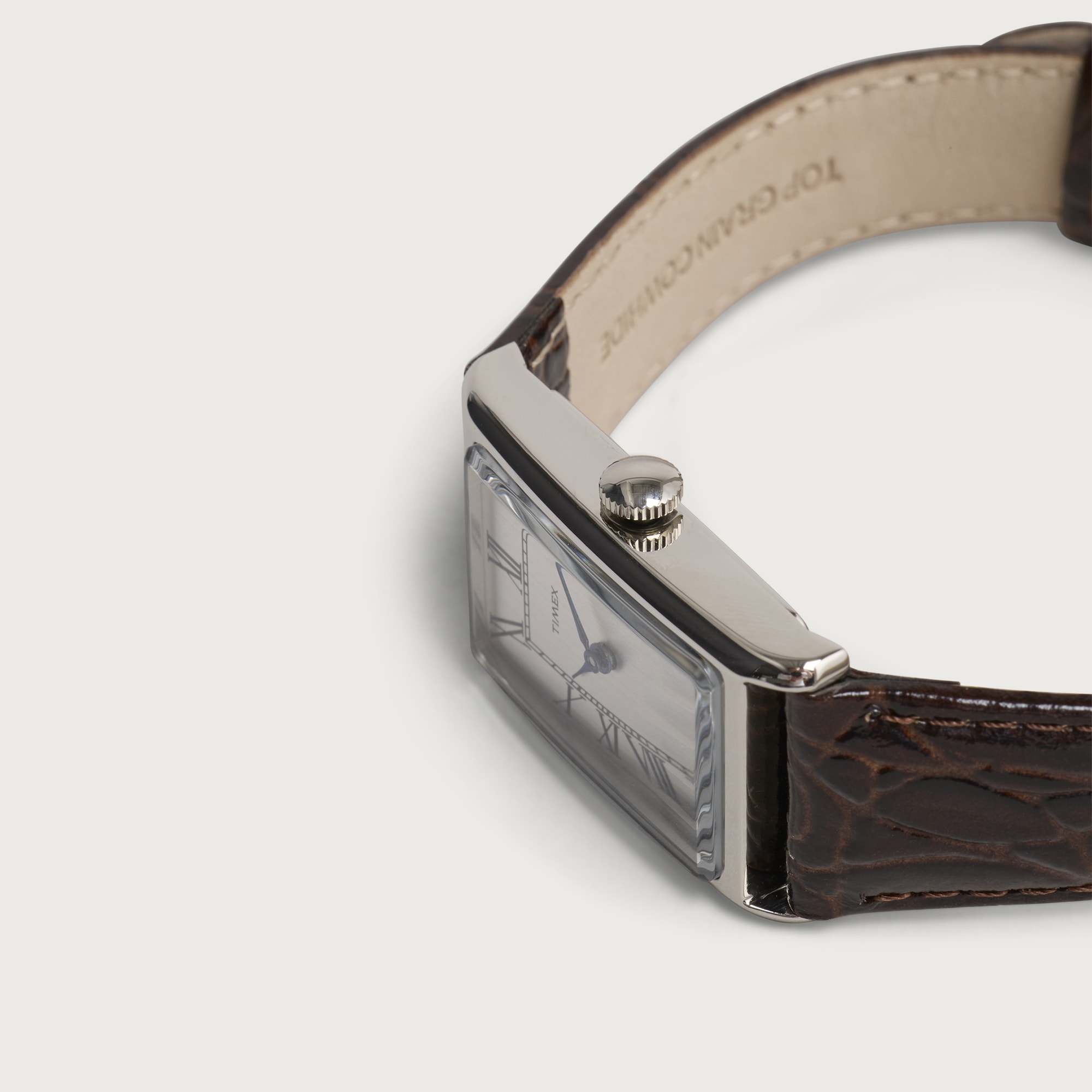 1976 Lexington Dress Rectangle Watch Silver/Brown