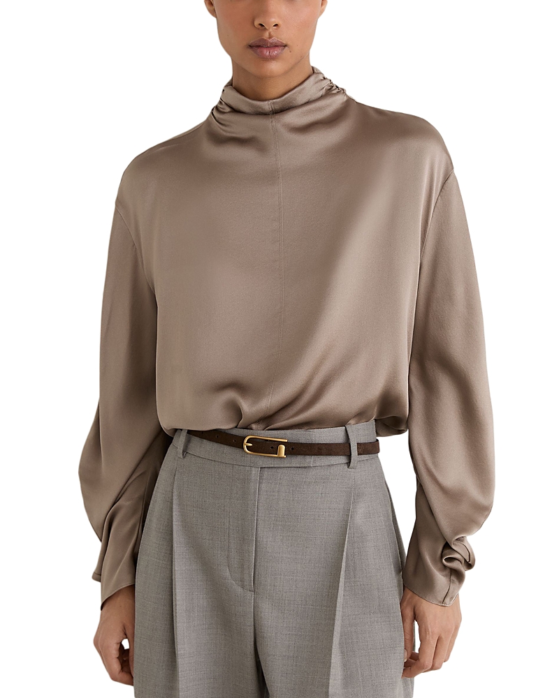 Meena High Neck Long Sleeve Silk Top
