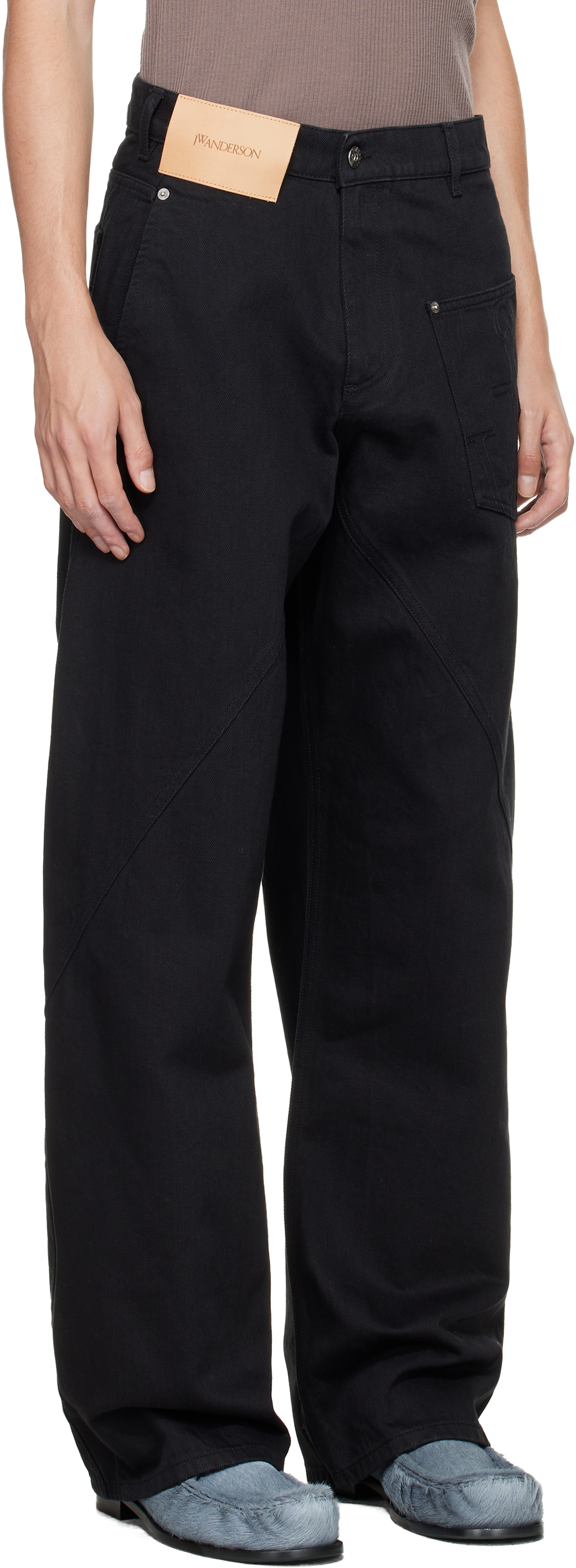 Black Twisted Workwear Jeans