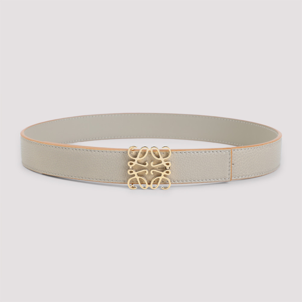 Beige Golden Logo Buckle Belt