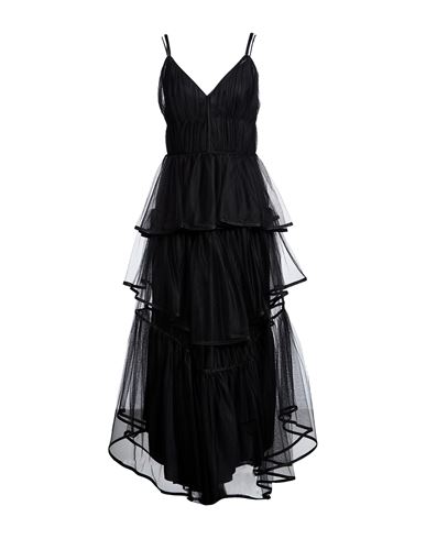 Woman Maxi dress Black Size 8 Acetate, Elastane, Silk