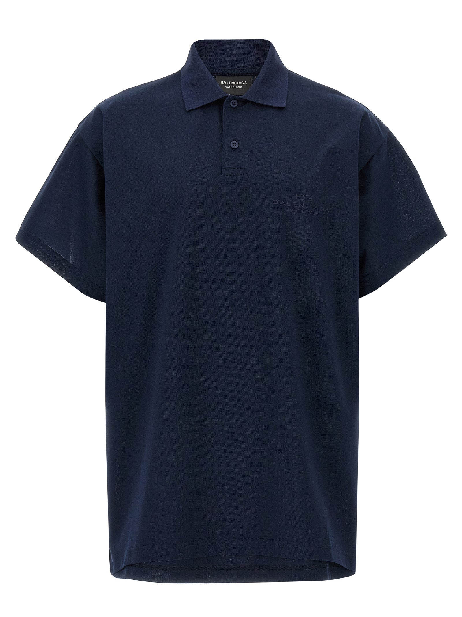 Embroidered Logo Cotton Polo Shirt — Navy