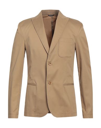Man Blazer Khaki Size 42 Cotton, Elastane