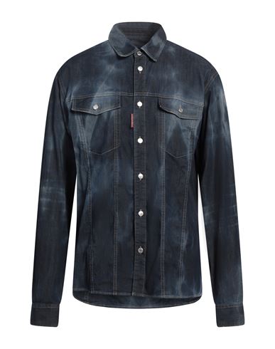 Man Denim shirt Blue Size 42 Cotton, Elastane