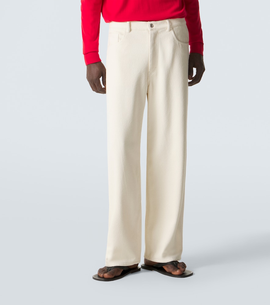 Silk denim wide-leg pants