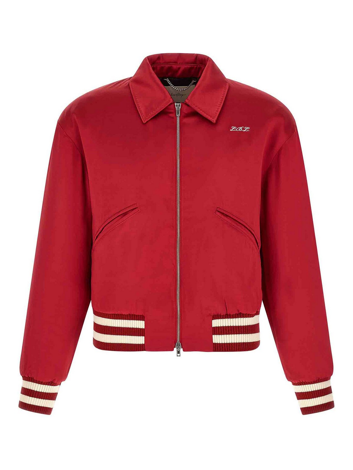 Aces Satin Club Bomber Jacket Red Viscose Down Jacket, Parka, Casual - Men