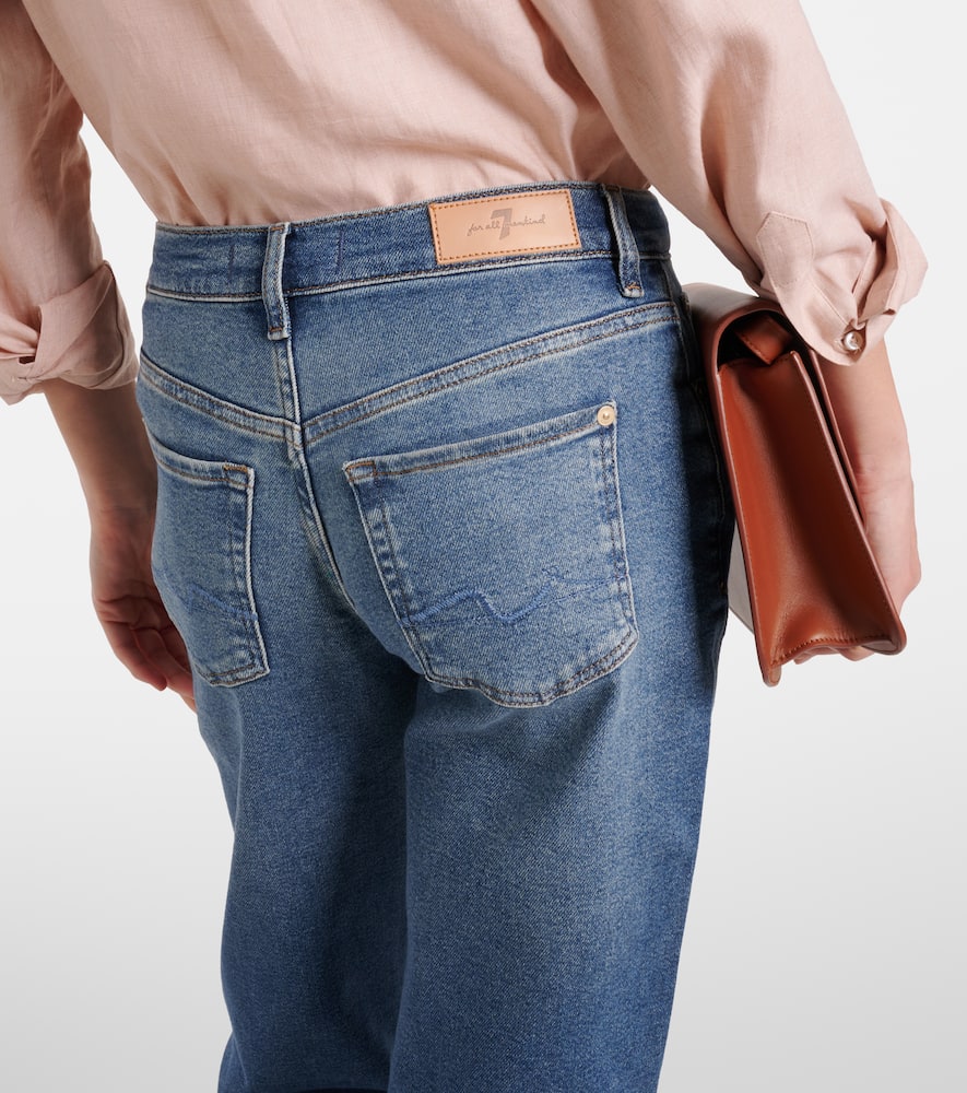 7 For All Mankind Ellie high-rise cotton-blend straight jeans
