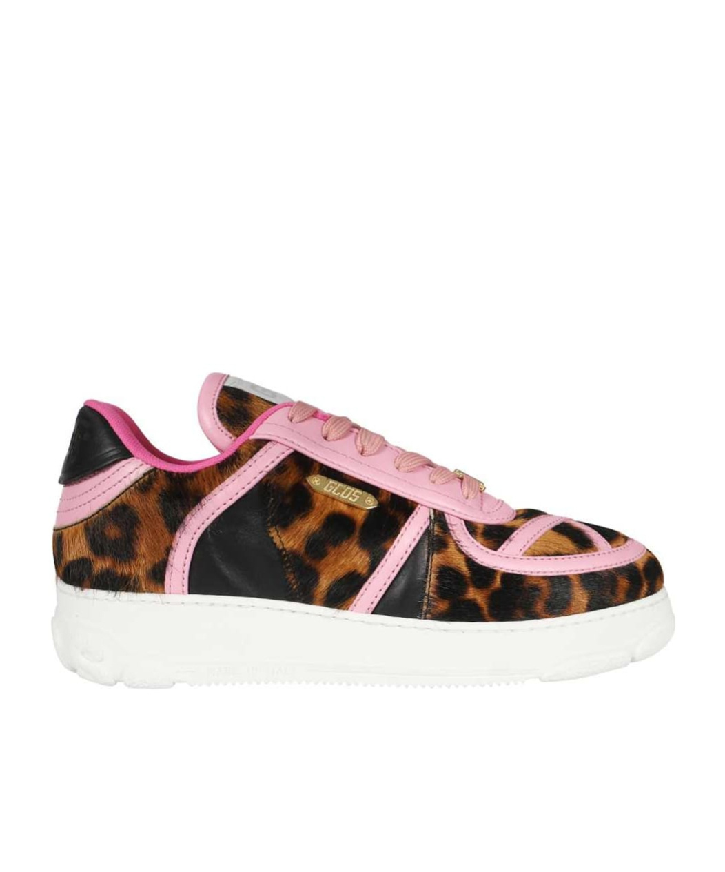 Leopard-print lace-up trainers