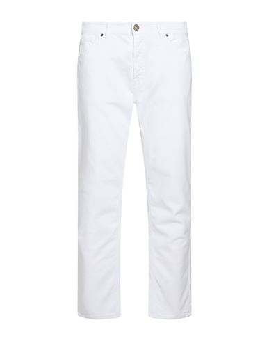 Man Jeans White Size 33 Cotton, Elastane