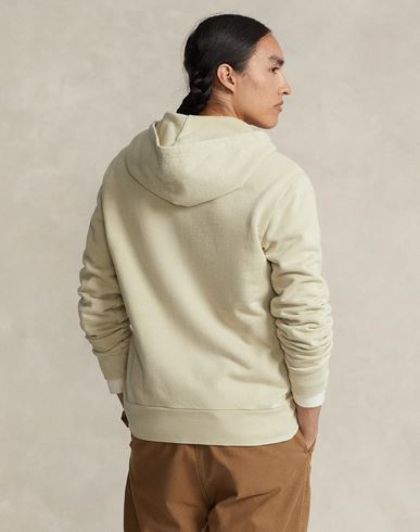 Loopback Terry Full-zip Hoodie Man Sweatshirt Beige