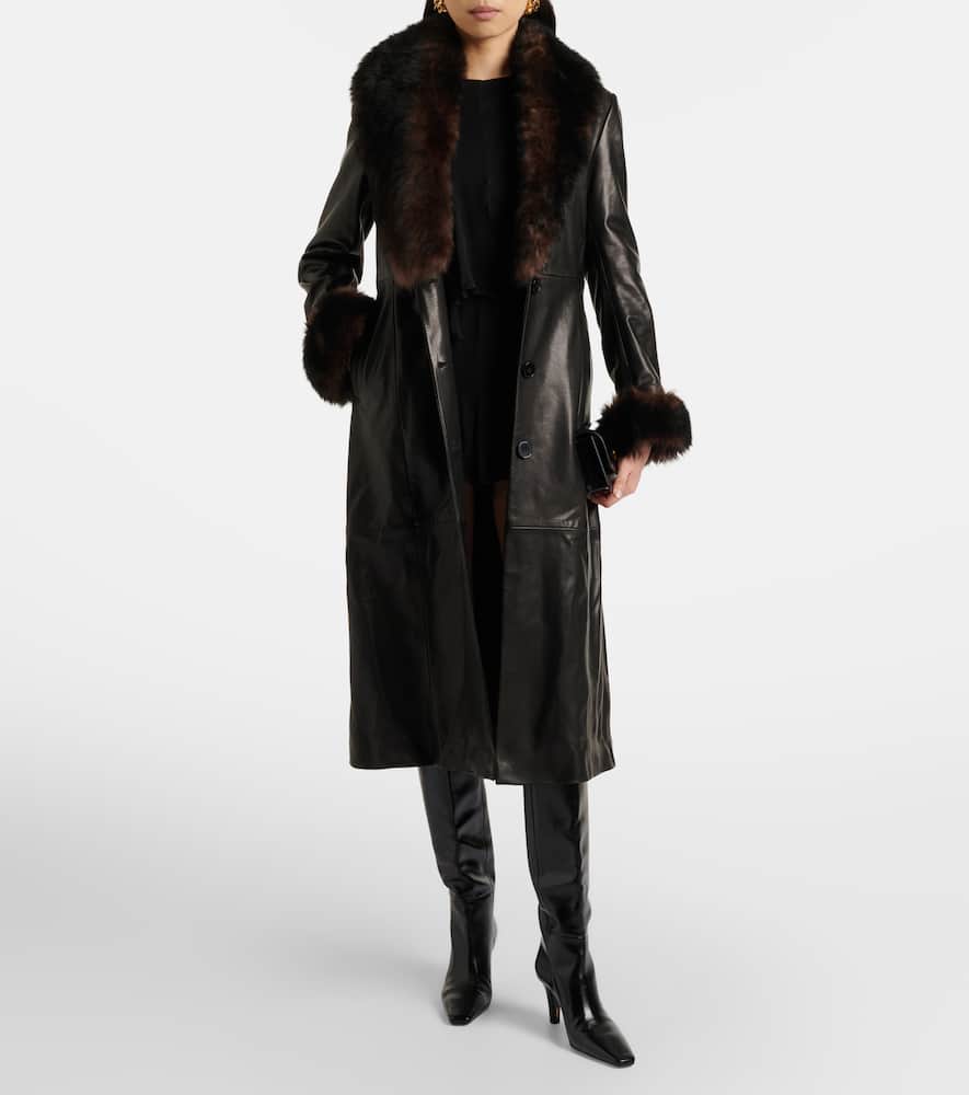 Baez shearling-trimmed leather coat